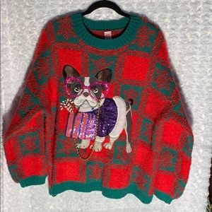 puppy's first christmas sweater